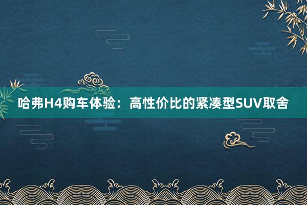 哈弗H4购车体验：高性价比的紧凑型SUV取舍